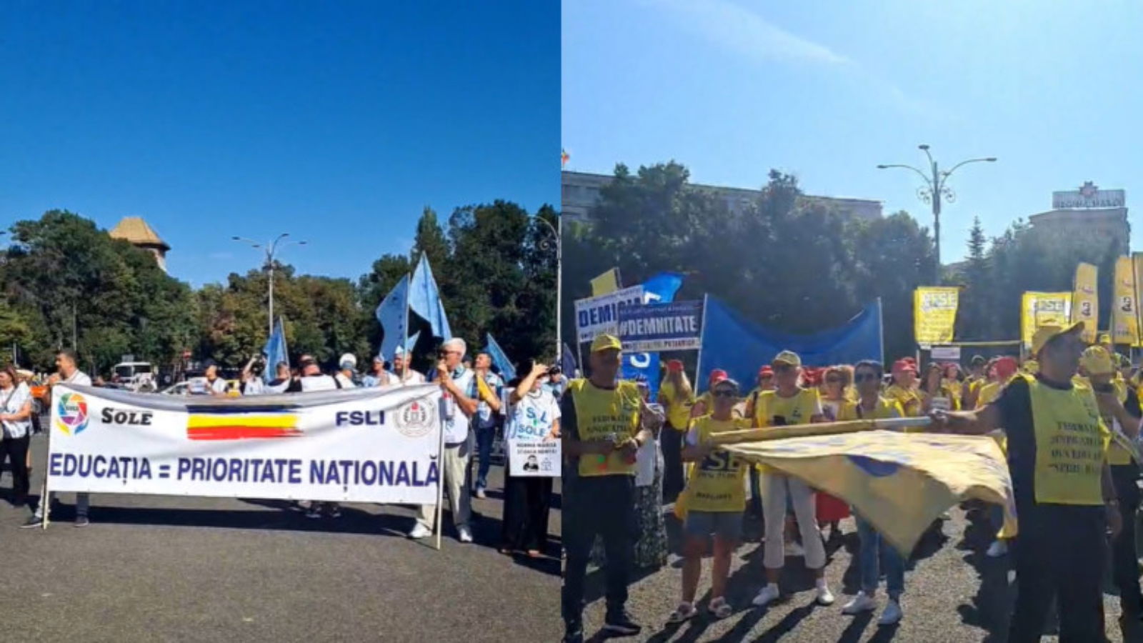 FRISSÍTVE | A Cotroceni-palotához értek az oktatást érintő kormányintézkedések ellen tüntető tanárok