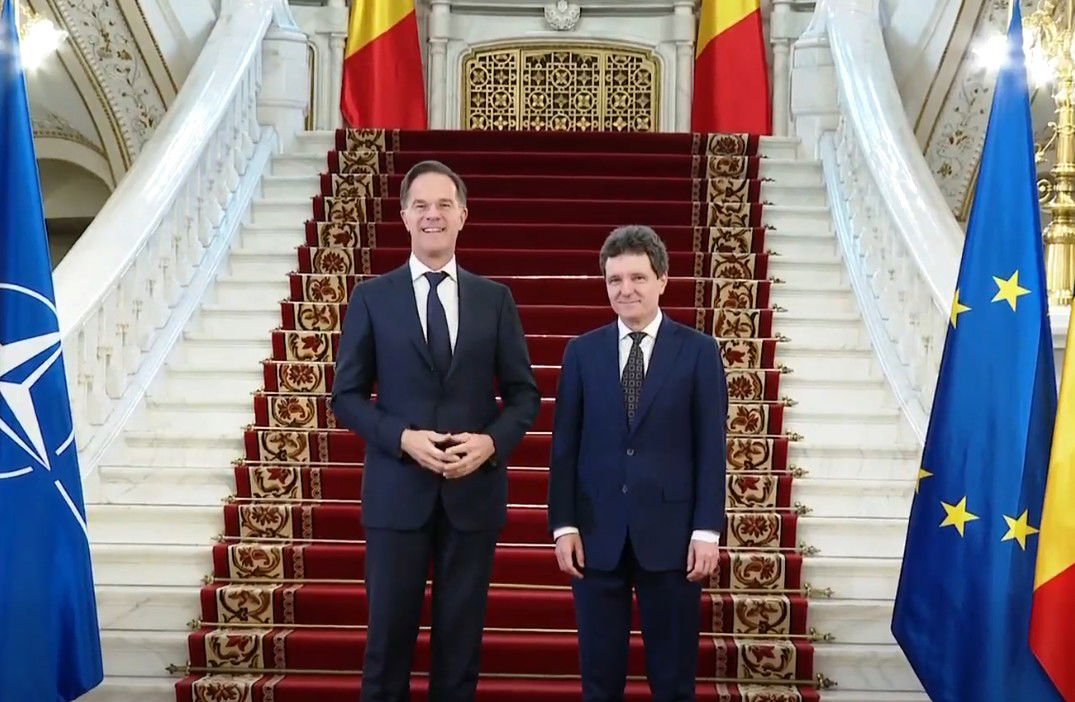 Nicușor Dan államelnök a Cotroceni-palotában fogadta Mark Rutte NATO-főtitkárt
