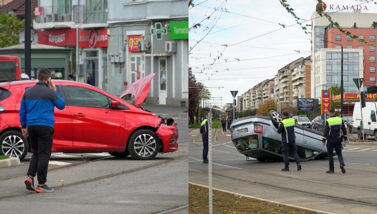 FRISSÍTVE | Fedélzeti kamera rögzítette az Emanuel templom melletti balesetet, így borult fel az autó | VIDEÓ