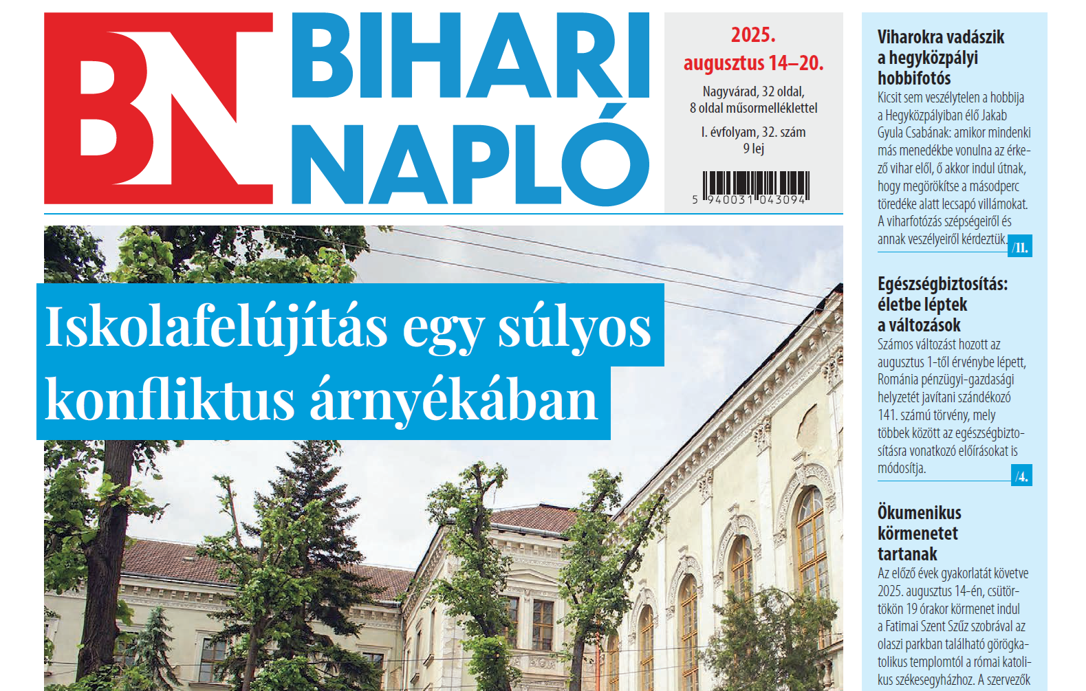 A Bihari Napló-hetilap augusztus 14-i számának tartalmából