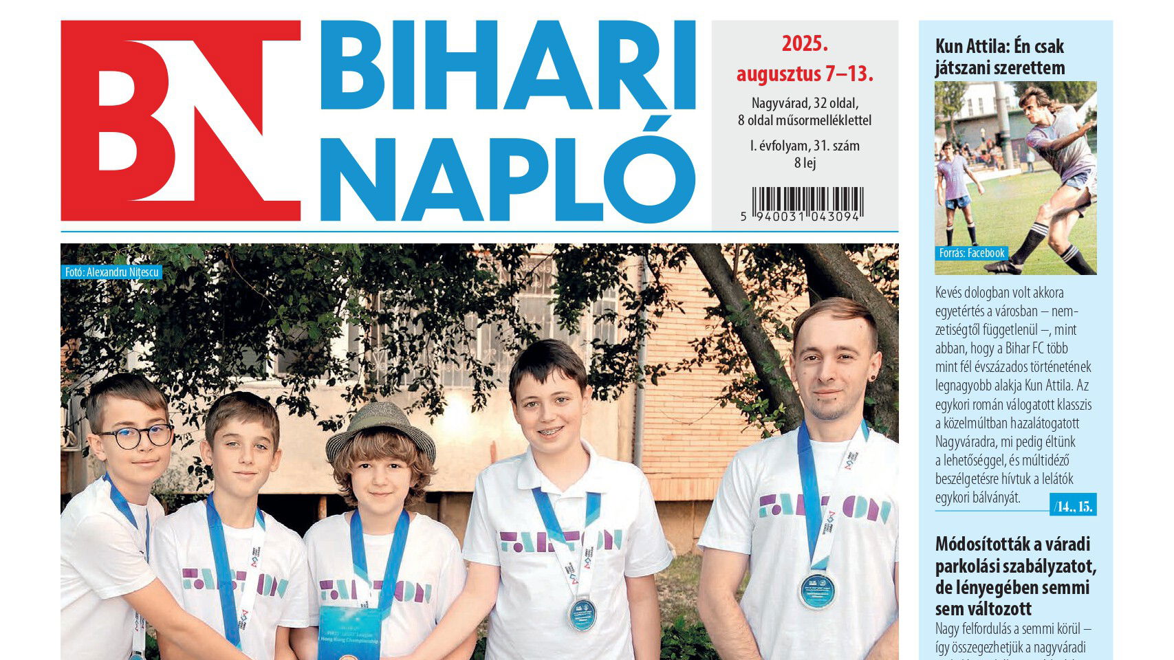 A Bihari Napló-hetilap augusztus 7-i lapszámának tartalmából