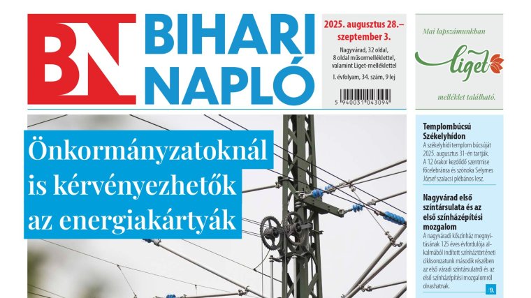 A Bihari Napló-hetilap augusztus 28-i lapszámának tartalmából