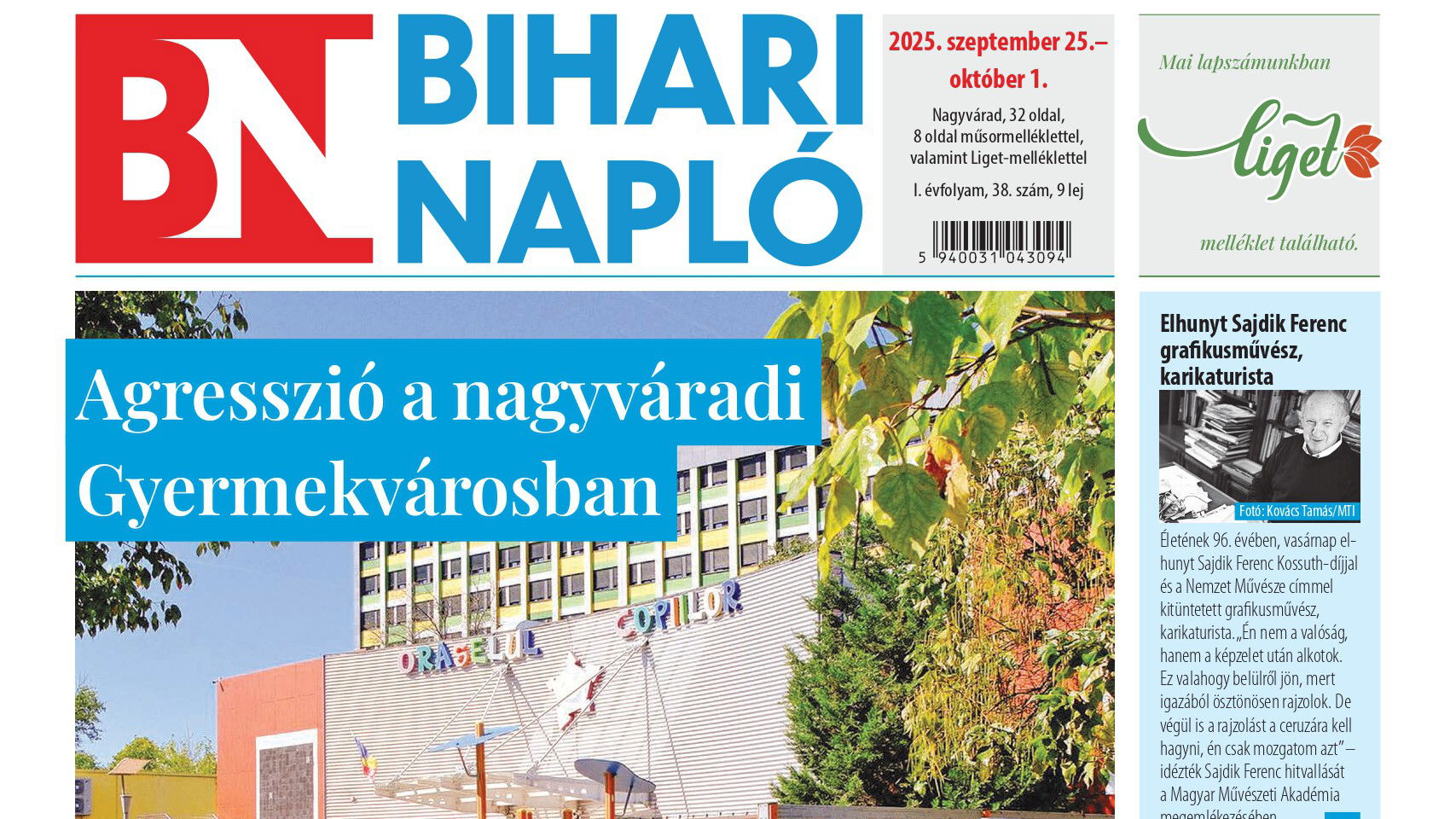 A Bihari Napló-hetilap szeptember 25-i lapszámának tartalmából