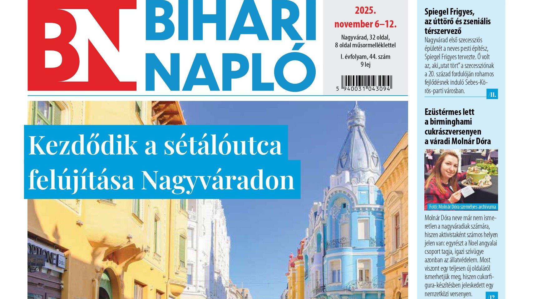 A Bihari Napló hetilap november 6-i lapszámának tartalmából