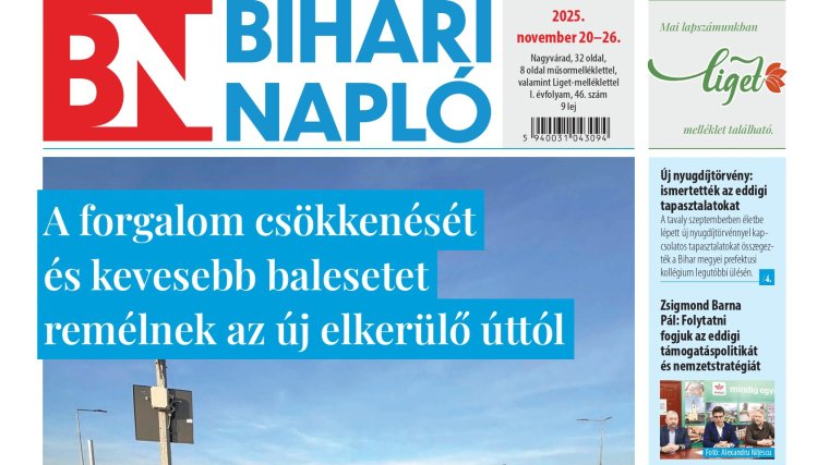 A Bihari Napló hetilap november 20-i lapszámának tartalmából