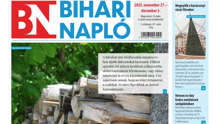 A Bihari Napló hetilap november 27-i lapszámának tartalmából