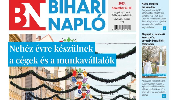 A Bihari Napló hetilap december 4-i lapszámának tartalmából