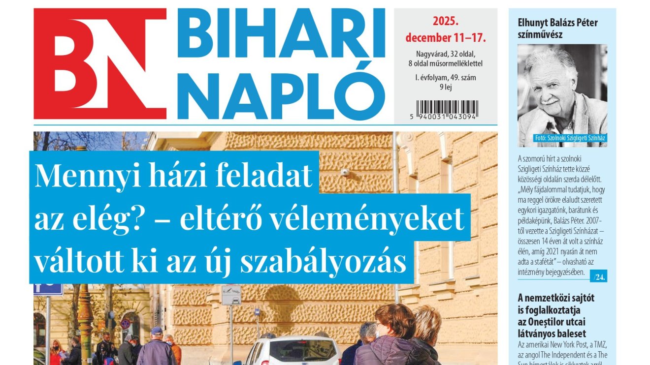 A Bihari Napló hetilap december 11-i lapszámának tartalmából