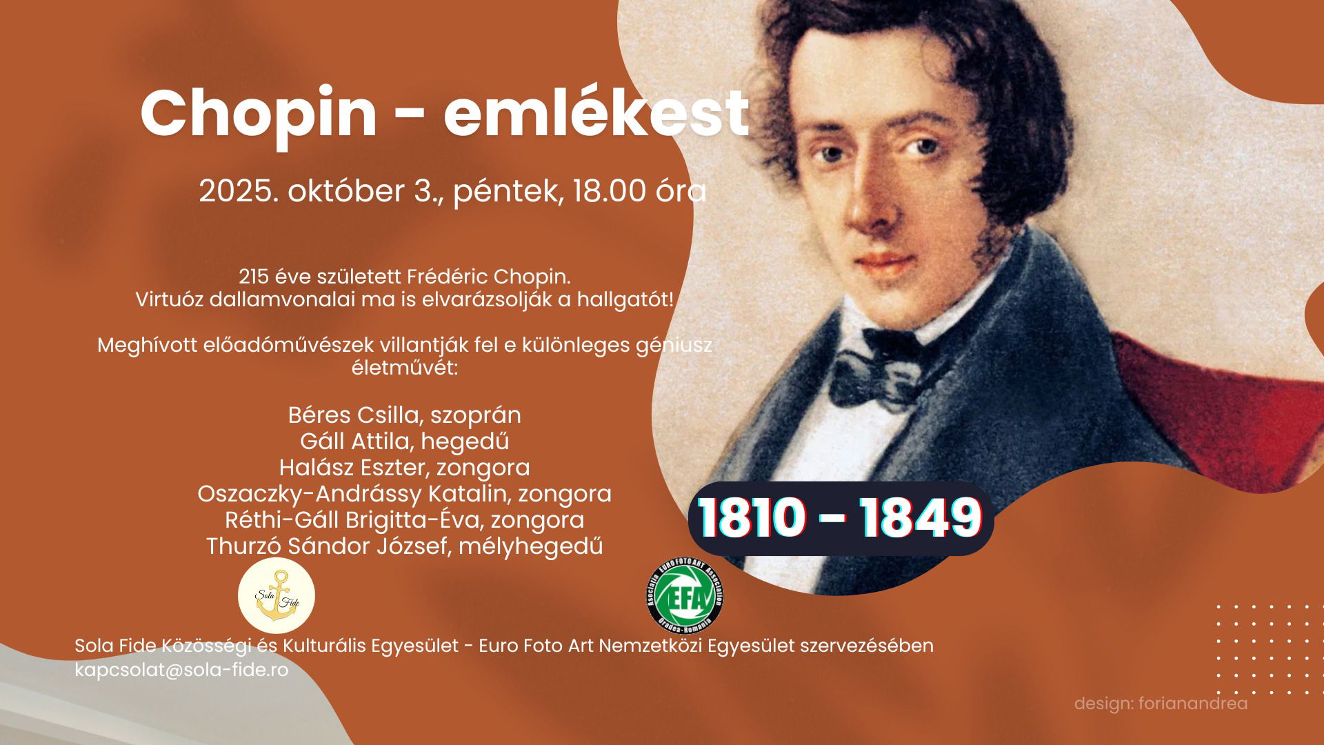 Chopin-emlékest lesz az EFA Kiállítási Központban