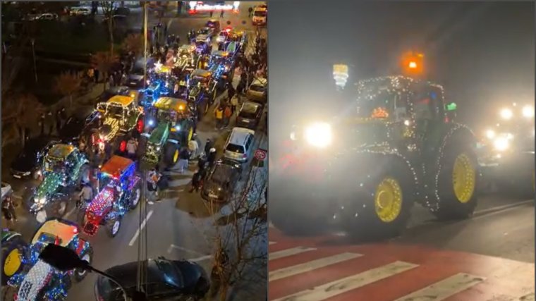 Negyven, karácsonyi díszbe öltöztetett traktor vonult fel Margittán és környékén | VIDEÓ