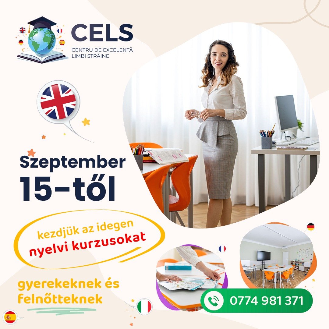 A CELS – Nagyvárad legújabb idegennyelv-oktató központja megnyitja kapuit a váradiak előtt 2-től 99 éves korig! (X)