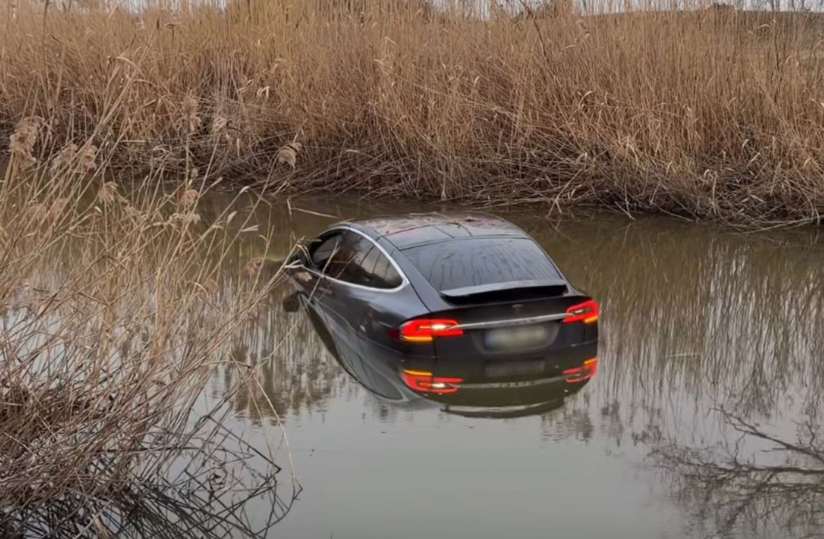 Úszni próbált egy szilágysági Tesla a Hortobágy–Berettyó-főcsatornában | VIDEÓ