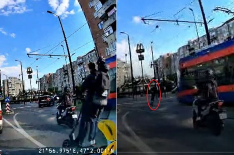 Veszélyes mutatvány: könnyen tragédia lehetett volna a rollerezésből