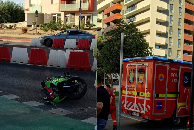 Motoros és személyautó ütközött Nagyváradon, egy személyt kórházba vittek