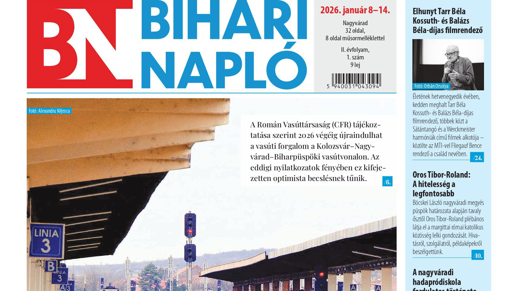 A Bihari Napló hetilap január 8-i lapszámának tartalmából