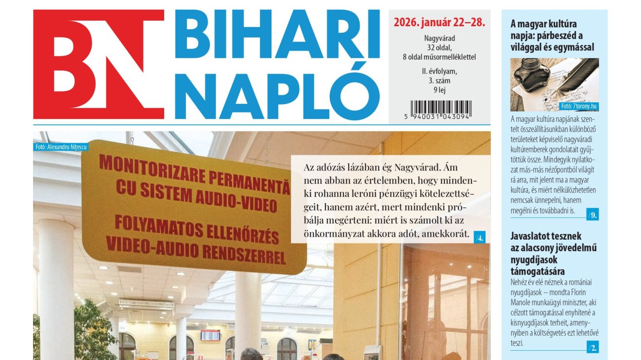 A Bihari Napló hetilap január 22-i lapszámának tartalmából