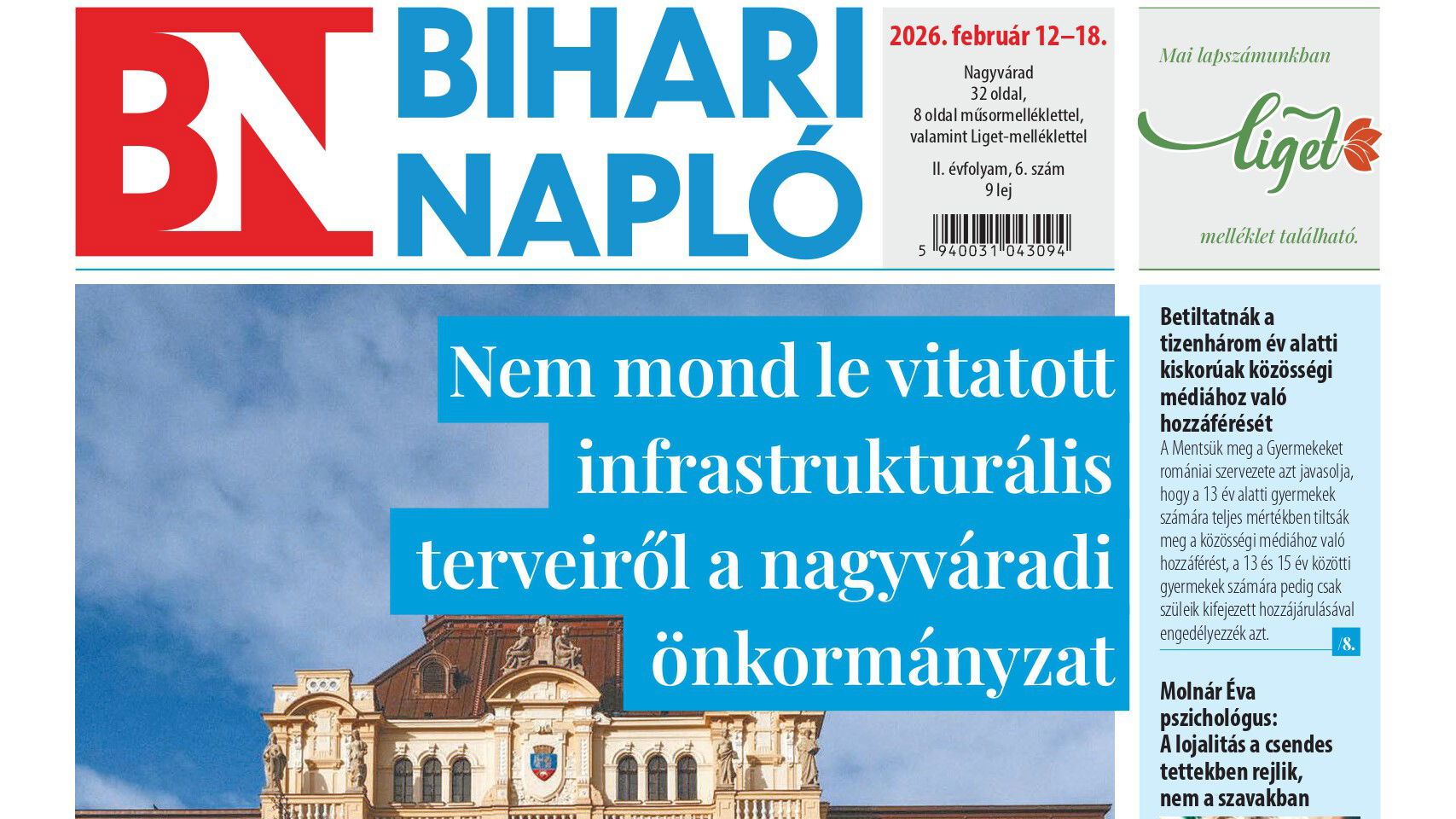 A Bihari Napló hetilap február 12-i lapszámának tartalmából
