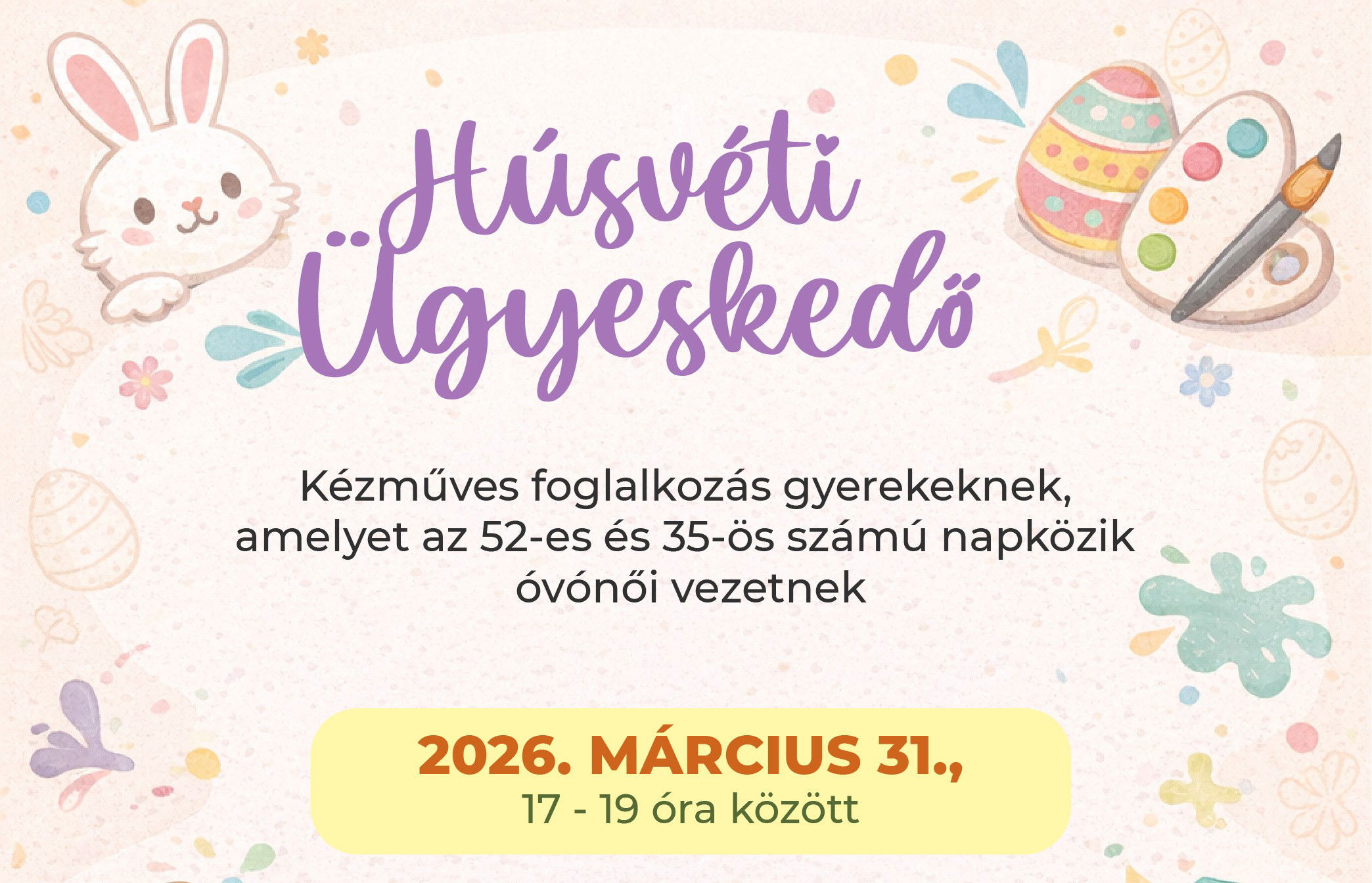 Húsvéti kézművesfoglalkozást szerveznek a gyerekeknek
