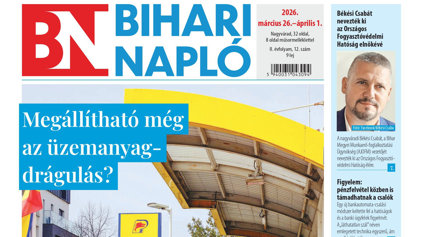 A Bihari Napló hetilap március 26-i lapszámának tartalmából