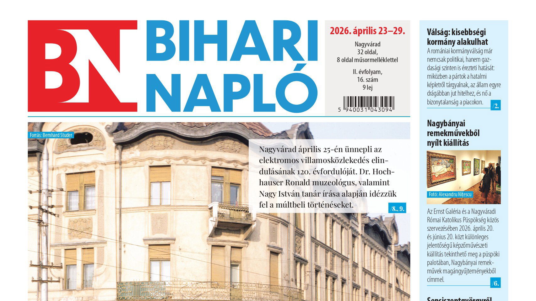 A Bihari Napló hetilap április 23-i lapszámának tartalmából