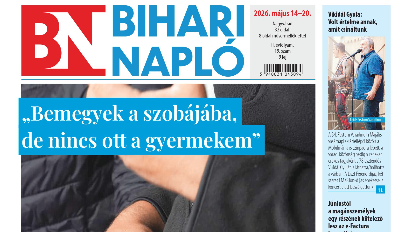 A Bihari Napló hetilap május 14-i lapszámának tartalmából