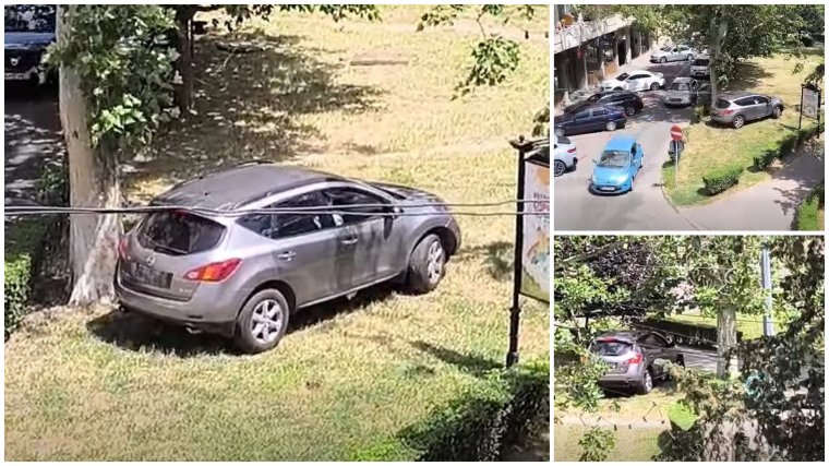 Autóval hajtott be a nagyváradi Széchenyi tér sétányaira egy sofőr