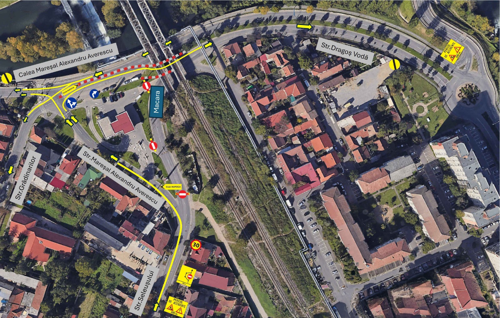 Forgalomkorlátozás a Dragos Vodă utcai vasúti hídnál