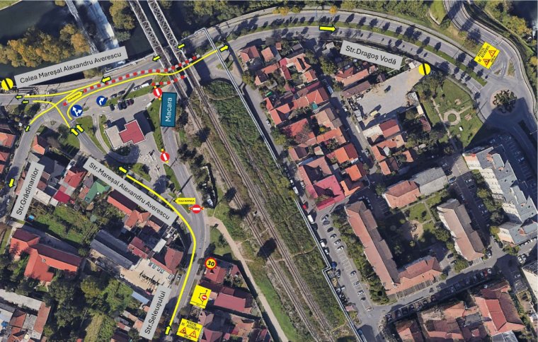 Forgalomkorlátozás a Dragos Vodă utcai vasúti hídnál