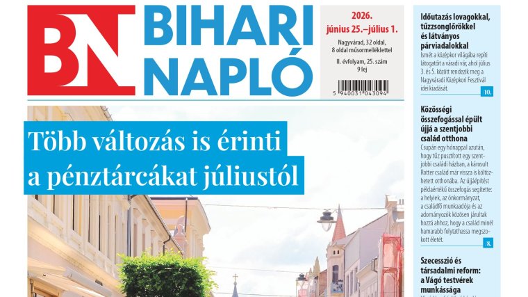 A Bihari Napló hetilap június 25-i lapszámának tartalmából