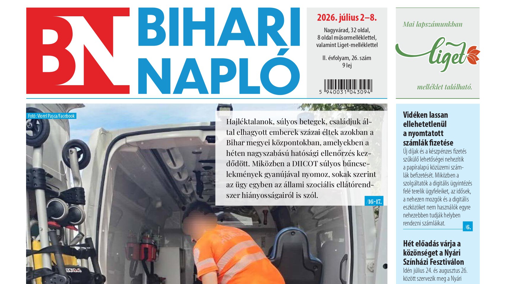 A Bihari Napló hetilap július 2-i lapszámának tartalmából