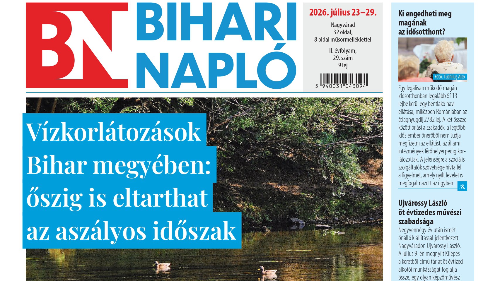 A Bihari Napló hetilap július 23-i lapszámának tartalmából