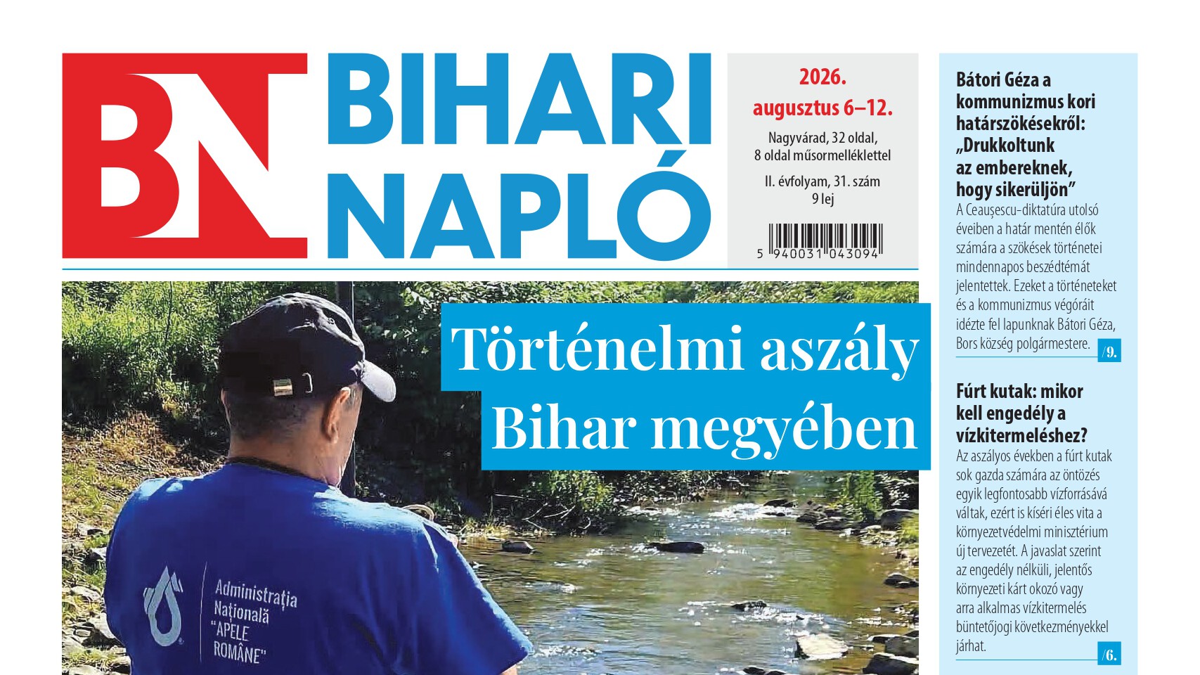 A Bihari Napló hetilap augusztus 6-i lapszámának tartalmából