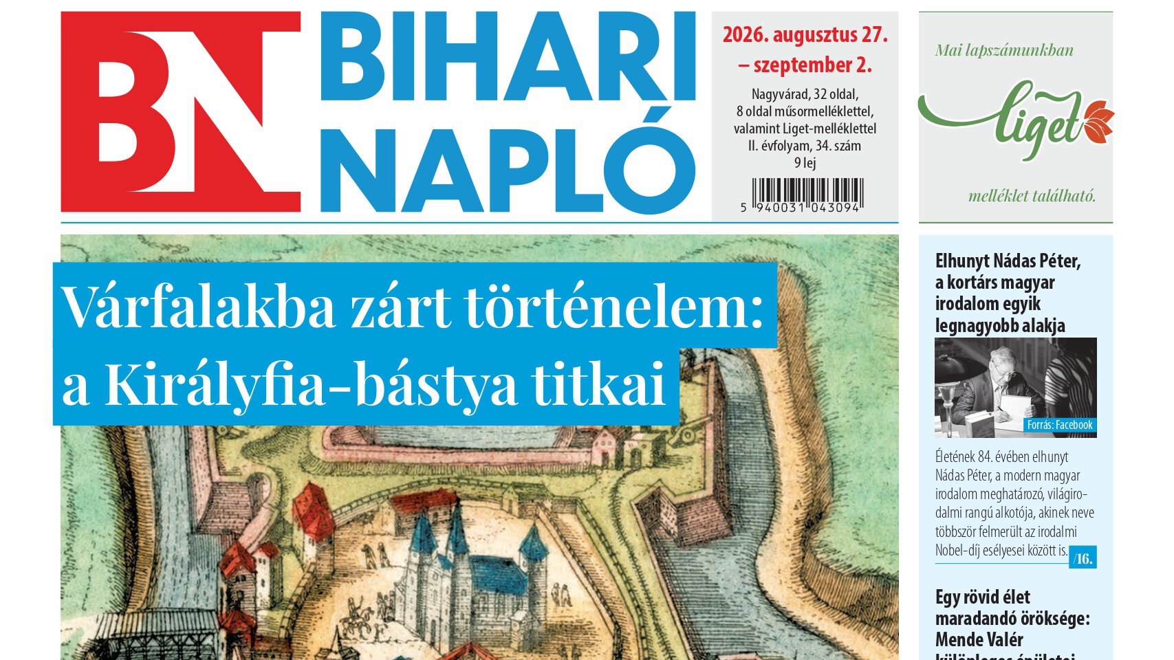 A Bihari Napló hetilap augusztus 27-i lapszámának tartalmából