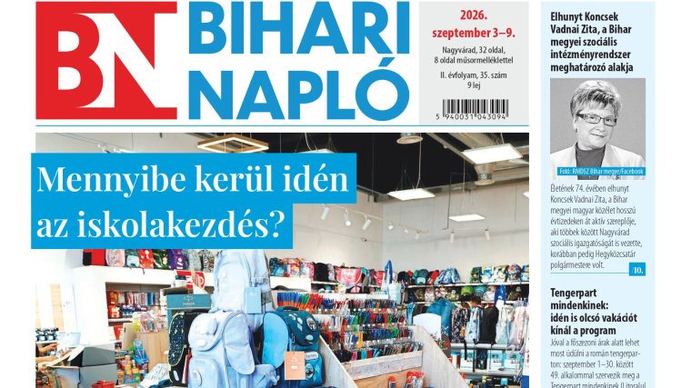 A Bihari Napló hetilap szeptember 3-i lapszámának tartalmából