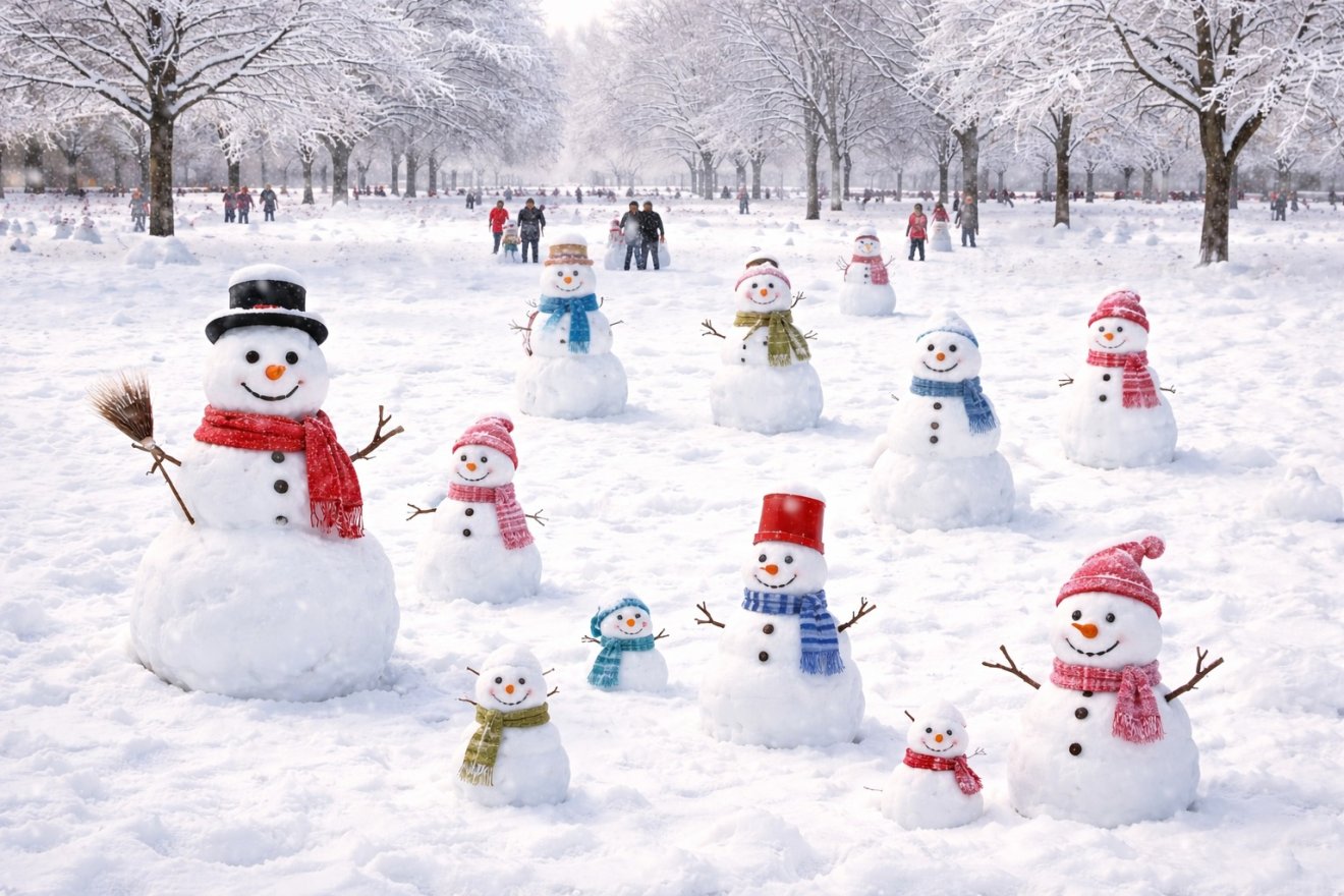 Vidám téli összefogás: hóemberépítő akció a szalontai parkban