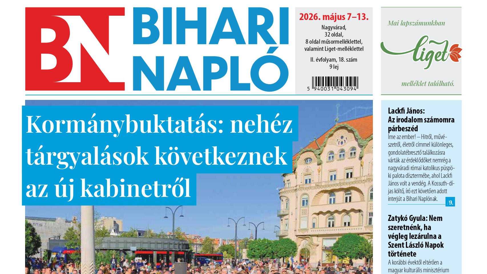 A Bihari Napló hetilap május 7-i lapszámának tartalmából
