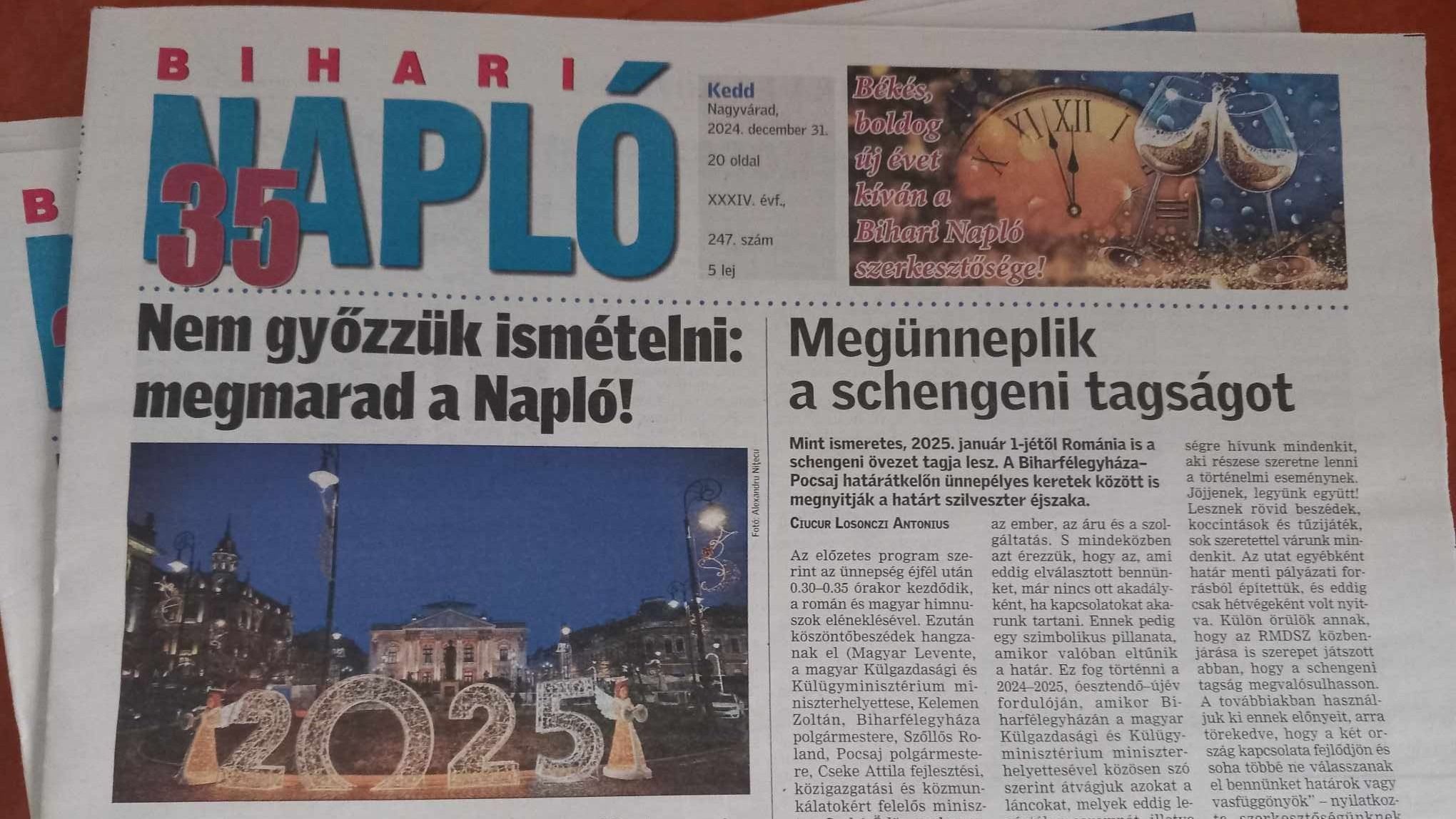 Nem győzzük ismételni: megmarad a Napló!