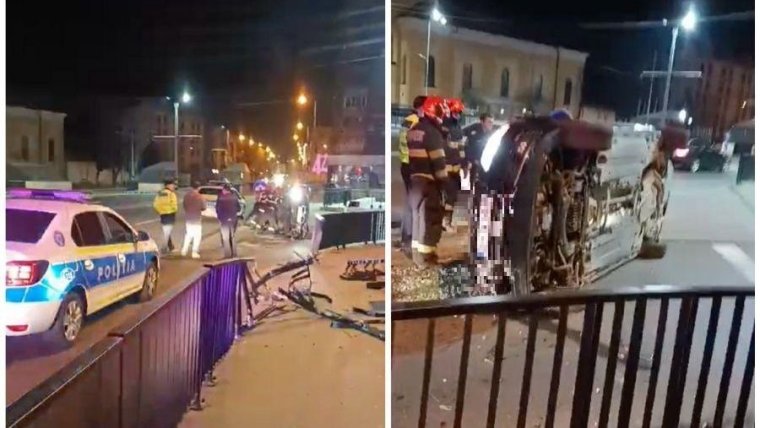 Felborult egy személyautó Nagyváradon