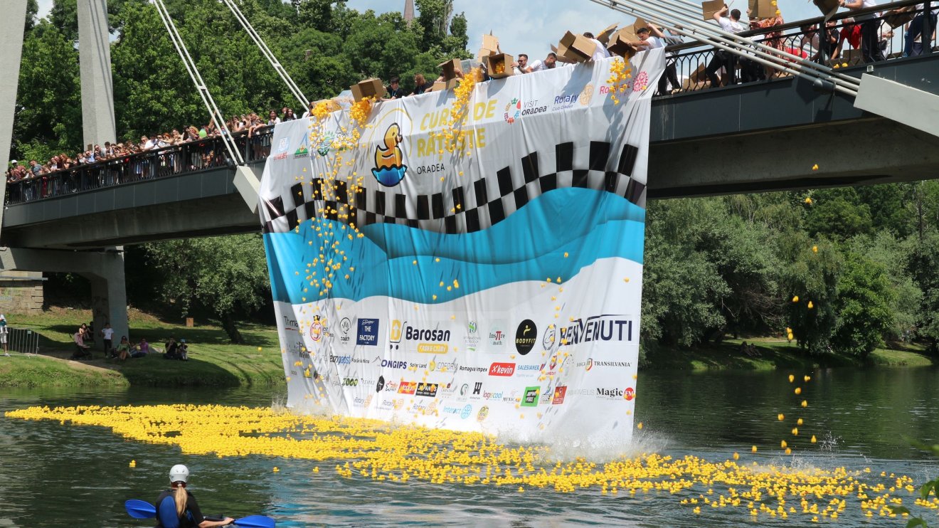 Tízezer gumikacsa úszott a Sebes-Körös vizén Nagyváradon׀Galéria és videó